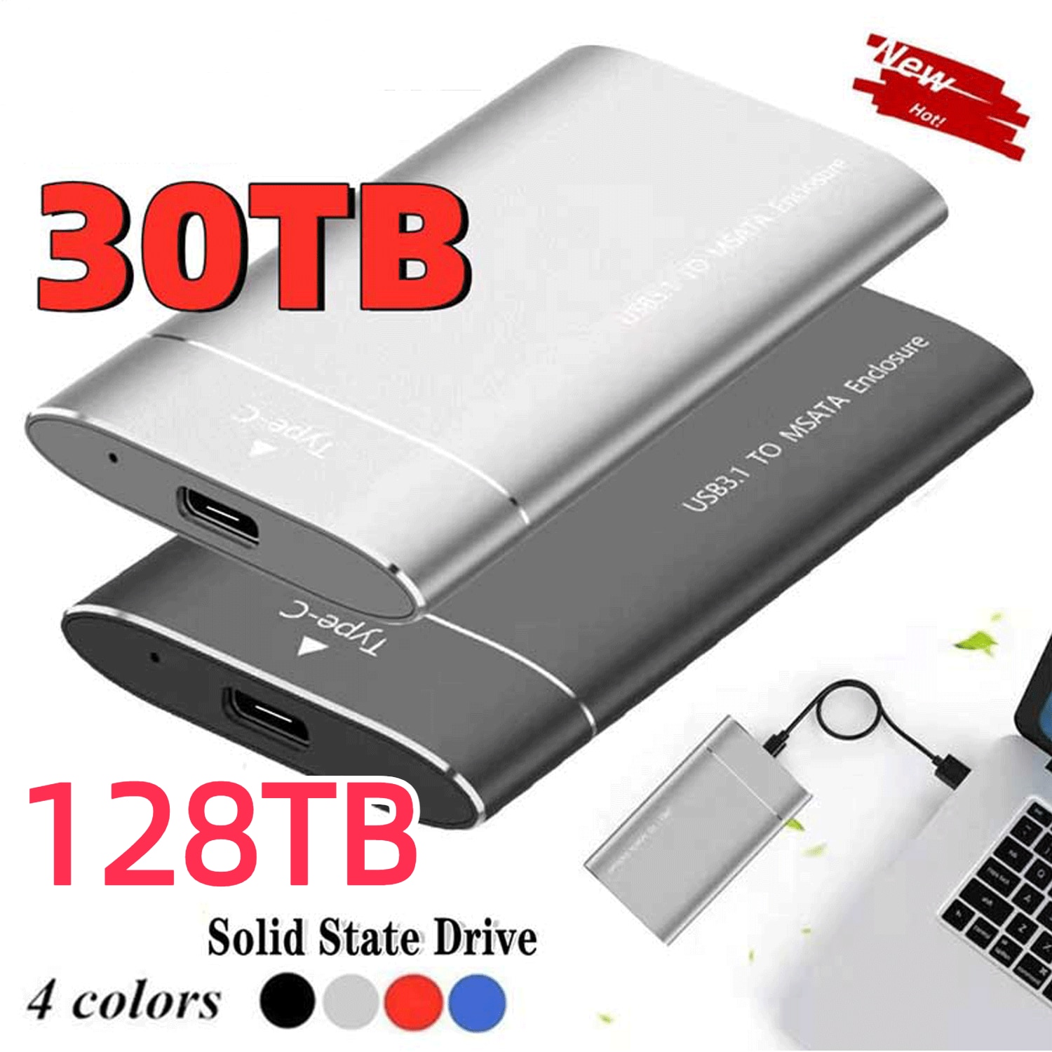 외장 HDD USB 3.1 C타입 휴대용 이동식 SSD, 확장 업그레이드, 고속 하드 디스크 저장 장치, 16T, 10T, 8T, 500GB